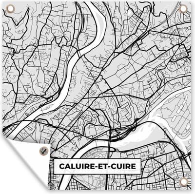 Tuin poster Kaart - Stadskaart - Frankrijk - Caluire-et-Cuire - Plattegrond - 200x200 cm - Tuindoek