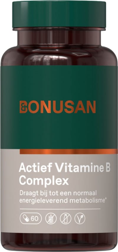 BONUSAN Actief Vitamine B-complex – 60 Capsules – B-vitaminen + Choline, Inositol en Vitamine C