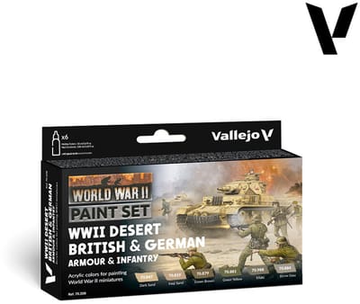 Vallejo val70208 - Model Color - WWII Desert British & German Armour & Infantry Set 6 x 18 ml