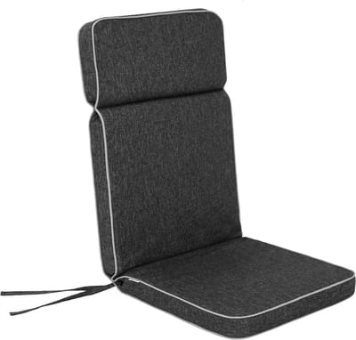 Stoelkussen Hoge Rug - Tuinkussen Ligstoel - Buiten Zitten - Dubbelzijdig Gebruik - 49x47x72 cm - Zwart