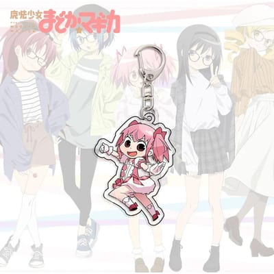 Kawaii Anime Puella Magi Madoka Magica Cosplay Sleutelhanger Kaname Madoka Schattig Figuur Hanger Sleutelhanger Tas Sleutelring Fan Verzamelaar Cadeau white