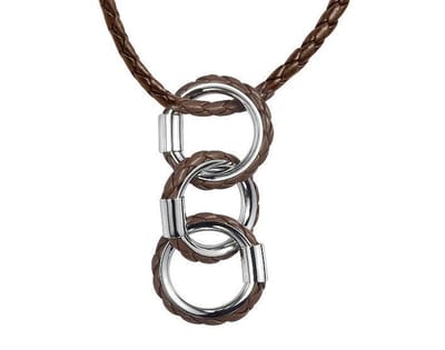 Behave - Ketting Gevlochten Imitatieleer - Met Cirkelvormige Hangers - Bruin