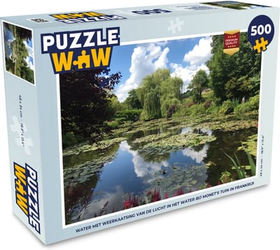Puzzel Water met weerkaatsing van de lucht in het water bij Monet's tuin in Frankrijk - Legpuzzel - Puzzel 500 stukjes