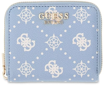 GUESS portemonnee Emelie Logo SLG Zip Around Light Blue Logo Lichtblauw