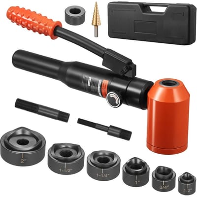 Knockout Punch Set, 98,07 kN Hydraulische Knockout Set, 12,7 tot 50,8 mm KO Gereedschapskit Gatmaker Gereedschap, KO Gereedschapskit MET 6 Matrijzen voor Metalen Elektrische Kasten,