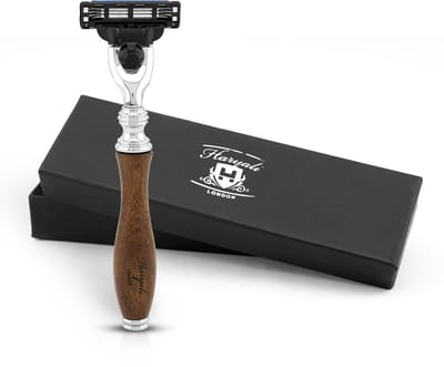 Haryali London 3 Edge scheermes voor mannen en vrouwen - duurzaam scheermes voor lichaam en gezicht - houten scheermes voor mannen om te scheren - ergonomisch herbruikbaar scheermes