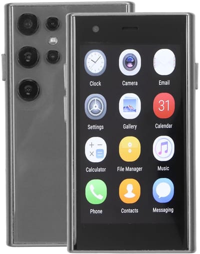 Dailygoods - Mini-smartphone - 3,0 Inch HD-display - Ultradun model - 2GB RAM - Ideaal voor onderweg - Zwart - Geschikt voor Android gebruikers