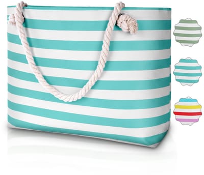 Dailygoods- Strandtas Grote Capaciteit - Multifunctionele Strandtas - Canvas Boodschappentas - Schoudertas - Vakantietas - Geschikt voor 3-4 Personen