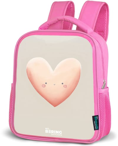 NoBoringSuitcases.com® - Rugzak roze - Schooltas meisjes - Hart in pastel kleuren - Kinder rugtas meisje - Boekentas kind - Kinderrugzak voor school - Schoolrugzak