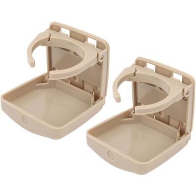 2 stuks opvouwbare bekerhouders voor in de auto, met schroeven voor in de deur van een voertuig, voor in een SUV, bus of boot. beige