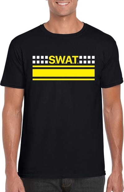SWAT speciale eenheid logo zwart t-shirt voor heren - Politie verkleedkleding S
