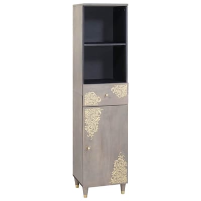 vidaXL - Badkamerkast - met - lade - Grijs - 38 - x - 33 - x - 160 - cm - Massief - Mango - Hout