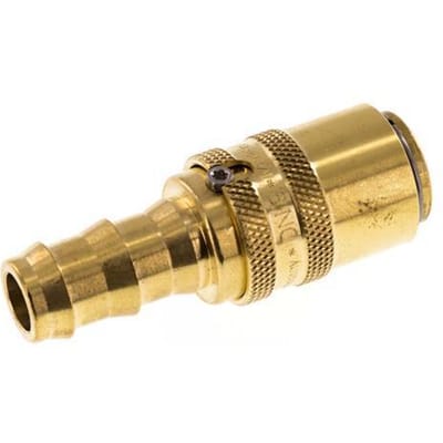 Messing DN 9 Tempereerkoppeling Snelkoppeling 12.7 mm Slangpilaar Loskoppelbeveiliging Dubbele afsluiting