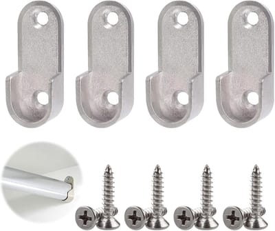 Set van 4 Kastenbuisbeugels voor Gordijnen en Kasten, 16 mm, Stevige Bevestiging, Ideaal voor Kledingrails en Organisatie