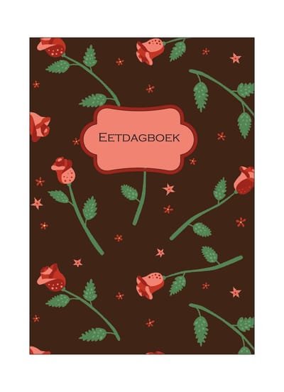 HappyBook - Eetdagboek - Food Journal - Roses - Roosjes - Bruin - Dieet - Dagboek - Afslanken - Gezondheid - Voeding - Softcover - Elastiek - Gewicht tabel - Voeding opschrijven - Voeding - Healthy Lifestyle - Healthy - Lifestyle Journal - Doel - Go