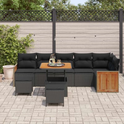 vidaXL - Tuinbank - Set - 9 - st - 9-Aantal - zitplaatsen - Zwart