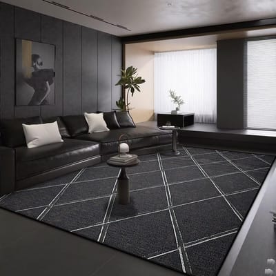 Modern Geometrie Groot Woonkamer Tapijt Zwart Decoratie Huis Tapijten Antislip Kleden voor Slaapkamer Decor Lounge Sofa Vloermat 180x200cm 71x78.7in