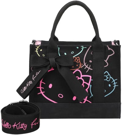 Fritzi aus Preußen Schoudertas Handtas Izzy09 Canvas Hello Kitty Shopper Black Cat Zwart