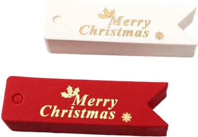 Kerst cadeaulabels - naamlabels - labels karton - kerstcadeau - kerstkado - rood wit goud - 20 stuks incl. touw