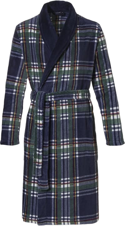 Badjas heren fleece - luxe ochtendjas heren - ruitpatroon groen - kamerjas heren - Pastunette - maat 3XL