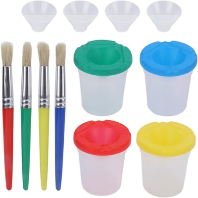 Ensemble de Gobelets à Mélanger la Peinture Matériau Premium Anti-Déversement Large Application Gobelets à Peinture avec Pinceaux pour l'Art blue