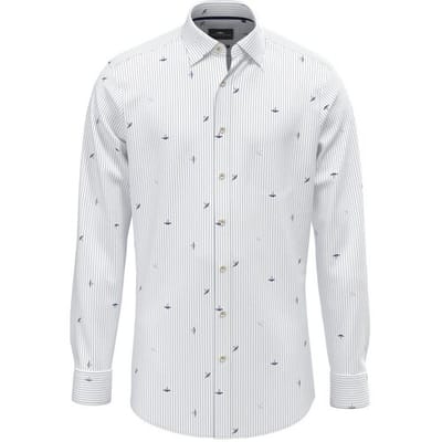 Fynch-Hatton Overhemd Tree Pattern Stripe Navy / male