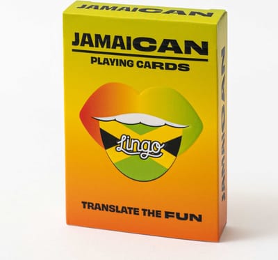 Lingo - Jamaican speelkaarten - playingcards - talen leren- Jamaicaans- jong en oud- Jamaicaans woordenschat- woordenschat- Leer Jamwoordenschat op een leuke en gemakkelijke manier- 52 essentiële vertalingen- Leren- reizen- spelen