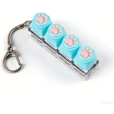 Draagbare Siliconen Kattenpoot Clicker Sleutelhanger LED Licht Gloeiend Fidget Speelgoed Toetsenbord Stijl Knop Stress Angst Verlichting Cadeau blauw