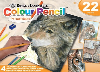 AVS-CPN208 Colour Pencil By Numbers Activity Set - 4 Projects WILD LIFE BOX SET