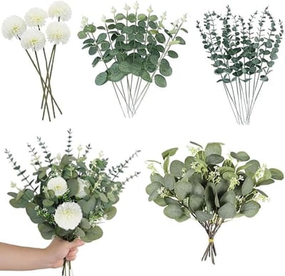 Omgoods - Set van 30 Kunstmatige Eucalyptus en Hydrangea Takken