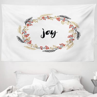 ABAKUHAUS Joy Wandtapijt, Kransen Vintage Design, 230 x 140 cm, Rood