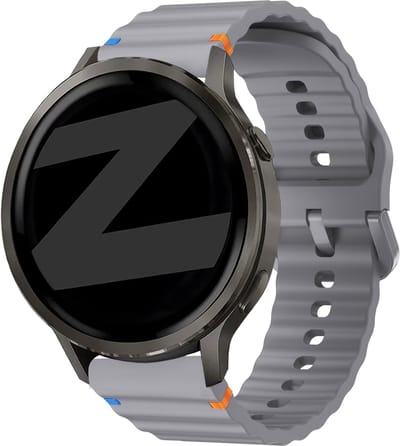 Bandz Siliconen 'Wave' bandje geschikt voor Garmin Vivoactive 6 / 5 / 3 / Vivomove / 3 / HR / Style / Luxe / Sport / Trend / Forerunner 645 / 570 / 245 / 170 / 165 / 70 / 55 / Venu / SQ / SQ2 / 2 Plus / Approach S12 / S40 / S42 / S44 - Donkergrijs