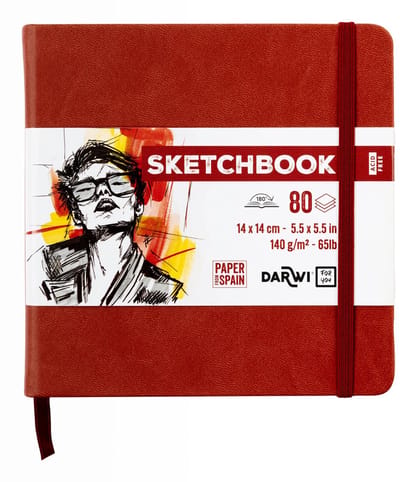 Darwi DFY - Schetsboek - 14 x 14 cm - 140 g - Terracotta - 80 vellen