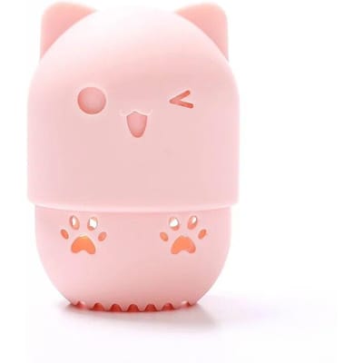 Support de séchage de bouffées de poudre en Silicone pour chaton, support d'œufs, tampon de beauté, présentoir d'éponge de maquillage, étui de mélangeur de cosmétiques, support de bouffées rose