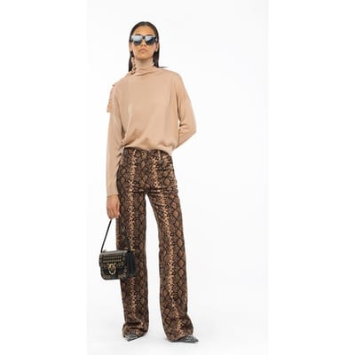 PINKO Pingu Trousers Multicolour: Black/beige Size: 40 | Straight Pants Outlet | Dames | Zwart