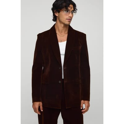Relaxed Fit Shawl Kraag Velours Blazer | Chocolate | Size 34