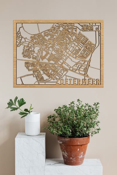 Houten Stadskaart Zoetermeer Eikenhout 100x75cm Wanddecoratie Voor Aan De Muur City Shapes