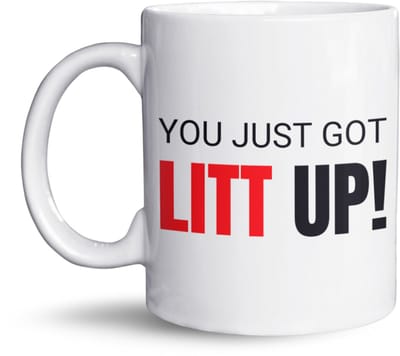 NietMokken.nl - You Just Got Litt Up! Mok - Grappige Suits Mok - Cadeau voor Suits Fans - Kantoor Humor Beker - Vaatwasser- en Magnetronbestendig
