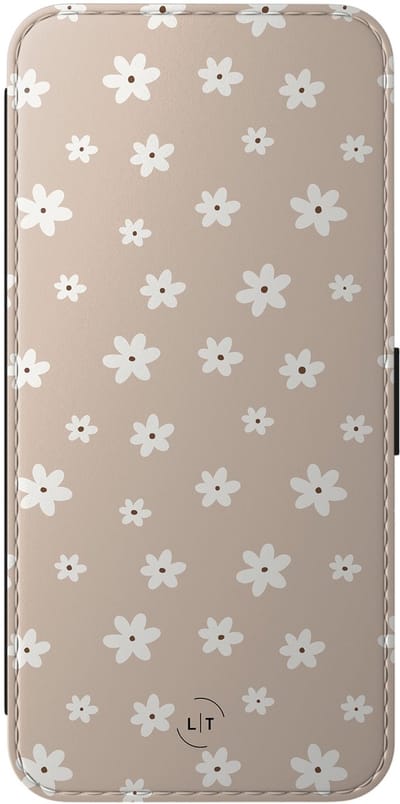 Leuke Telefoonhoesjes - Hoesje geschikt voor Samsung Galaxy A56 bookcase leer - Cute flowers - Cute flowers - Wallet Case met pasjeshouder - Bloemen - Beige