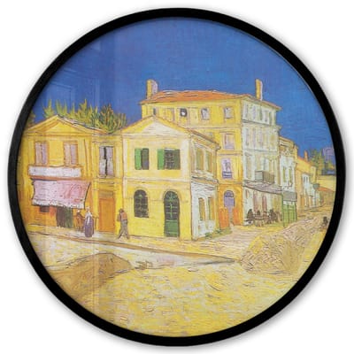 Poster in lijst Rond - Fotolijst 40x40 cm - Posters - Het gele huis - Vincent van Gogh - Ronde posterlijst zwart - Decoratie - Wanddecoratie woonkamer - Muurdecoratie slaapkamer