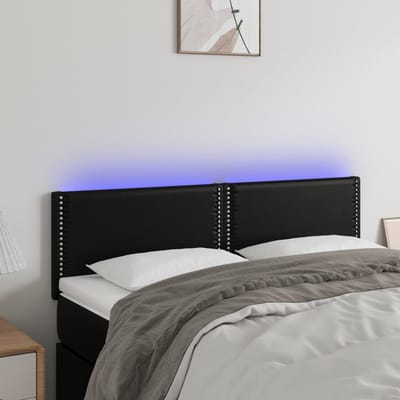 vidaXL - Hoofdbord - LED - 144x5x78/88 - cm - kunstleer - zwart