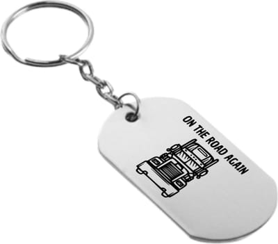 Akyol - on the road again sleutelhanger - Vrachtwagen chauffeur - cadeau vrachtwagenchauffeur - leuk cadeau voor de beste vrachtwagenchauffeur om te geven - verjaardag vrachtwagenchauffeur - 54 x 29mm