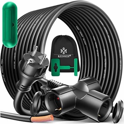 Verlengkabel 15 m met 3 x Schuko stekker - IP44