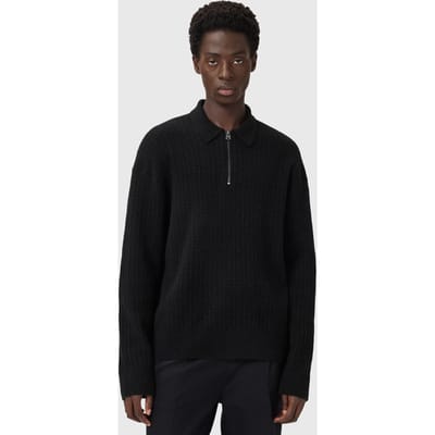 AllSaints Jakob Ls Polo Black Taglia: S | Maglioni a maglia Outlet | Uomo | Nero