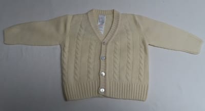 Gilet - Unie - Ecru - Gebreid - Knopen - 1 jaar 80