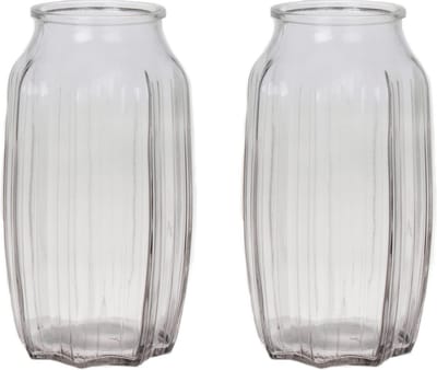Bellatio Design Bloemenvaas - 2x - helder transparant glas - D12 x H22 cm - vaas