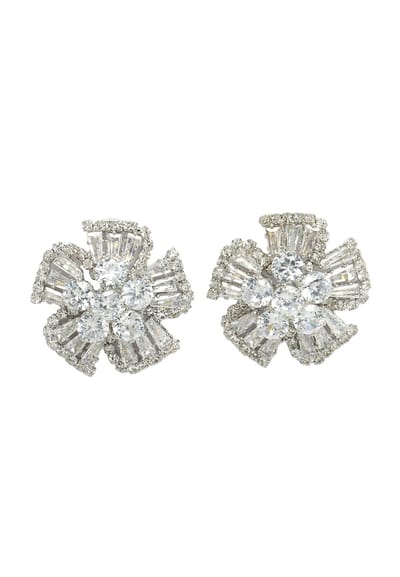 AVANT-GARDE PARIS Oorknoppen Columbine - Dames Oorbellen - Wit - Met Kristallen - Rhodium Plated - 2,5 cm