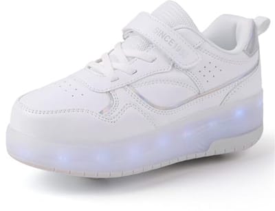 Mateju Schoenen met wieltjes, voor kinderen, meisjes en jongens, rolschaatsen, schoenen met 2 wielen, 2-in-1 gymschoenen, inschuifbaar, voor dames en heren, rollerschoenen, gymschoenen,