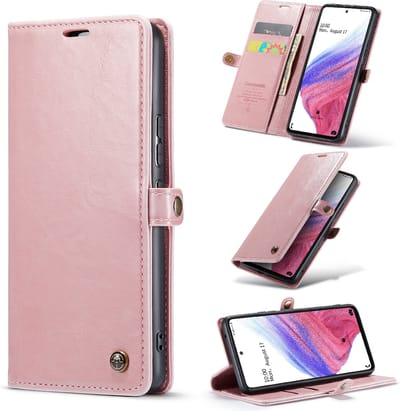 Casemania Hoesje Geschikt voor Samsung Galaxy A53 - Pale Pink - Portemonnee Book Case