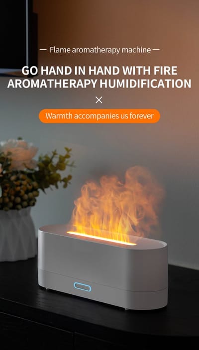 160 ml vlamdiffuser met luchtbevochtiger, 7 kleuren licht, etherische oliediffuser, aromatherapiediffuser voor thuis, kantoor en slaapkamer.